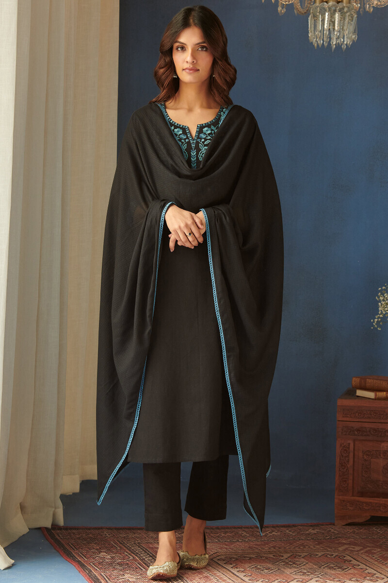 Black Handcrafted Kota Dupatta