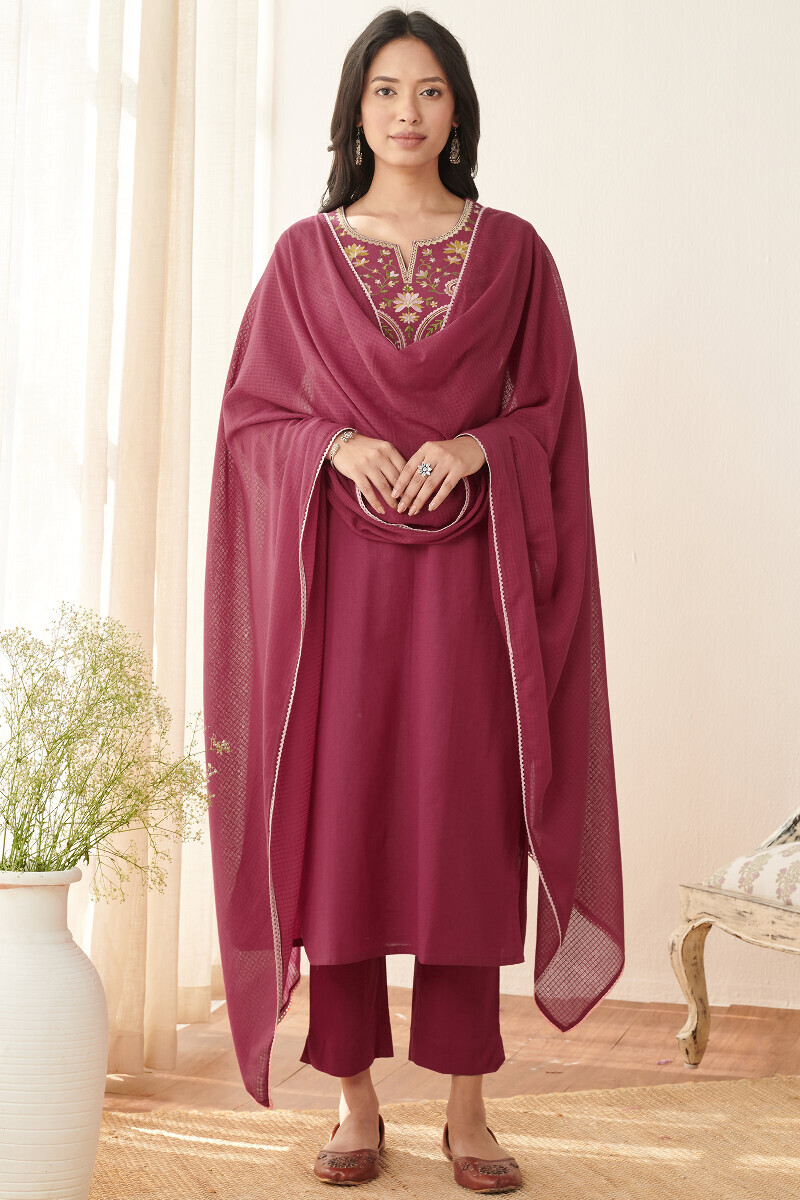 Pink Handcrafted Kota Dupatta