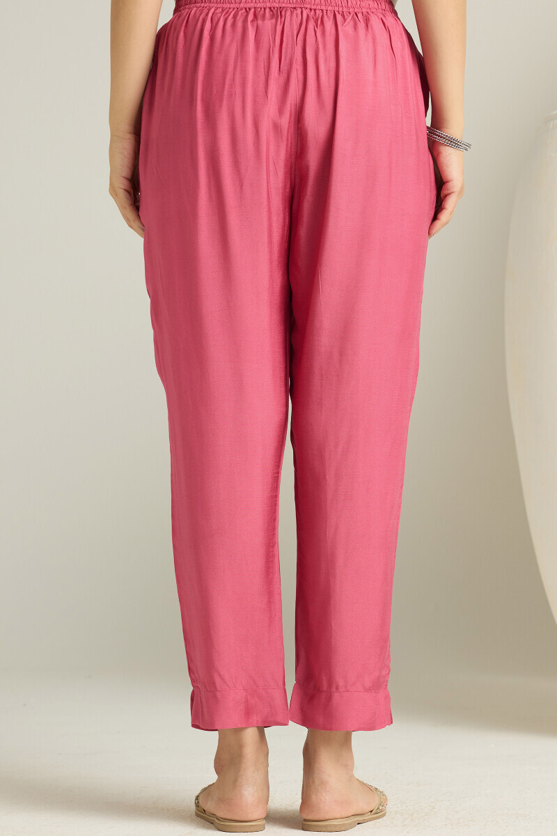 Pink Handcrafted Modal Narrow Pants