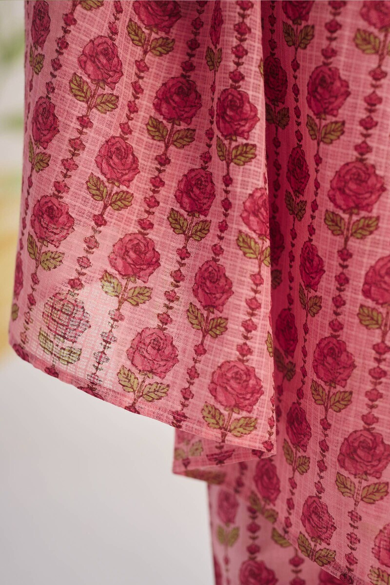 Pink Hand Printed Kota Dupatta