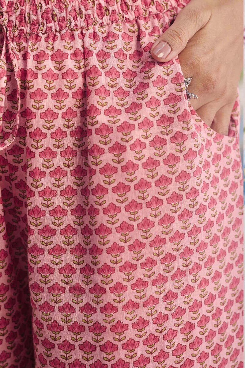 Pink Hand Printed Cotton Farsi