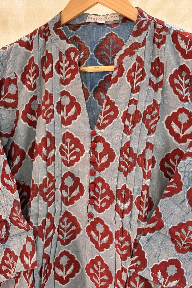 Purple Hand Block-Printed Cotton Top