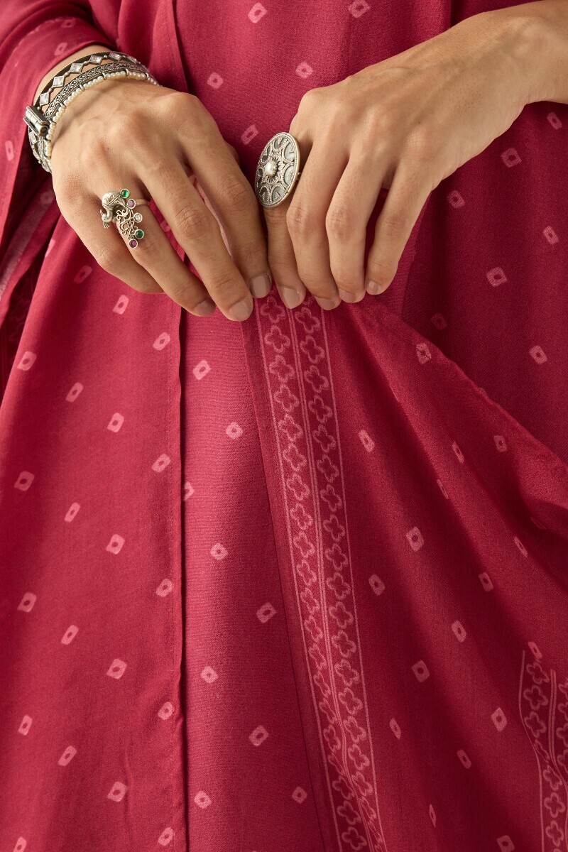 Pink Printed Viscose Dupatta