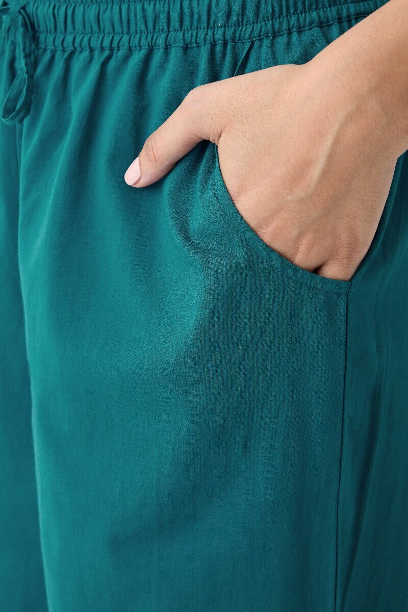 Green Handcrafted Cotton Farsi Pants