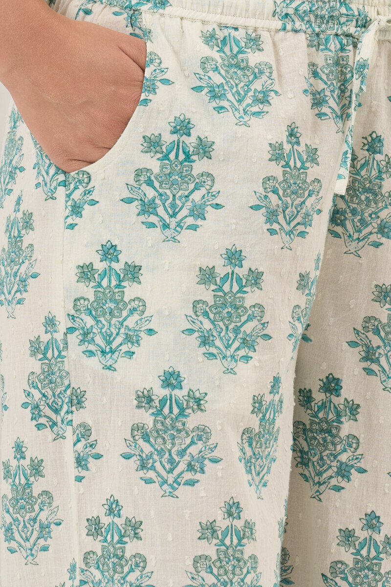 White Hand Block Printed Ram Buta Farsi
