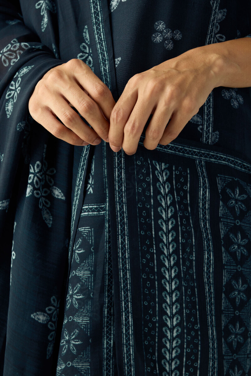 Blue Printed Viscose Dupatta