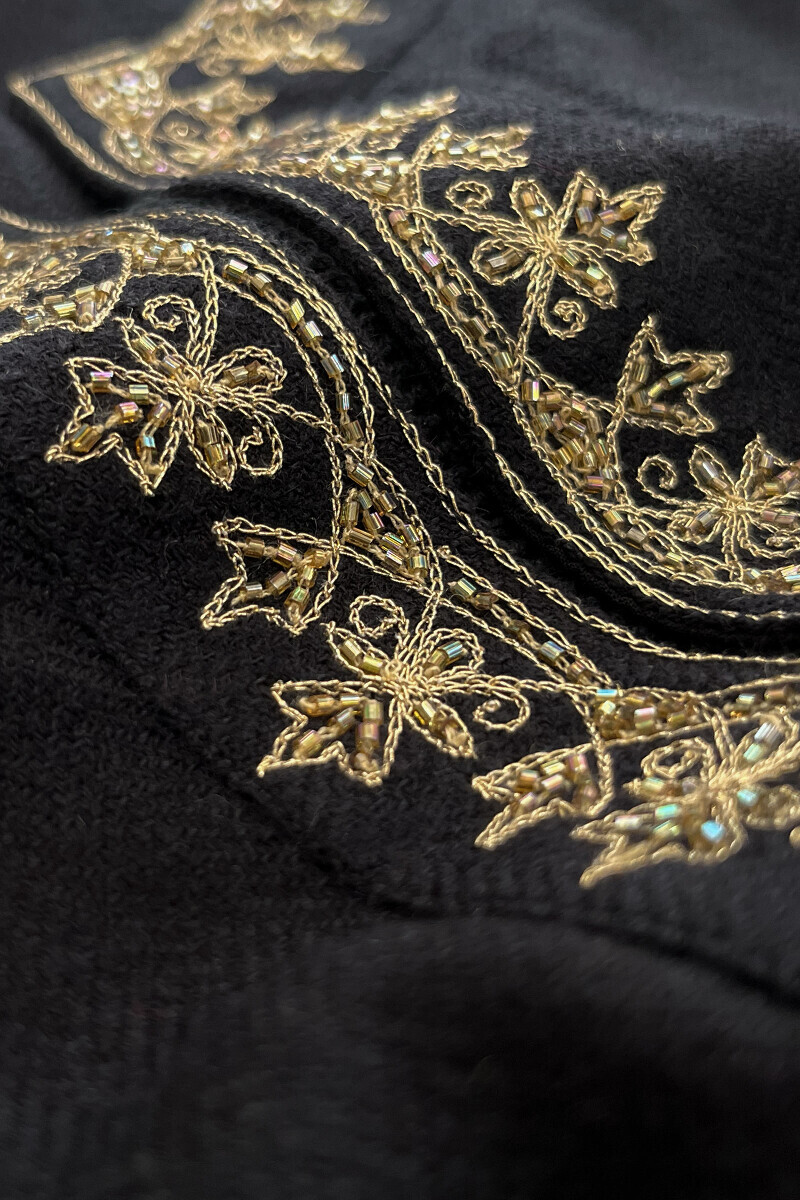 Black Handcrafted Straight Faux Wool Kurta