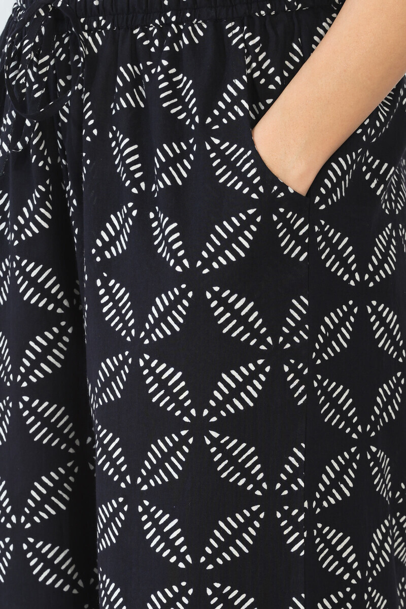 Black Hand Block-Printed Cotton Farsi