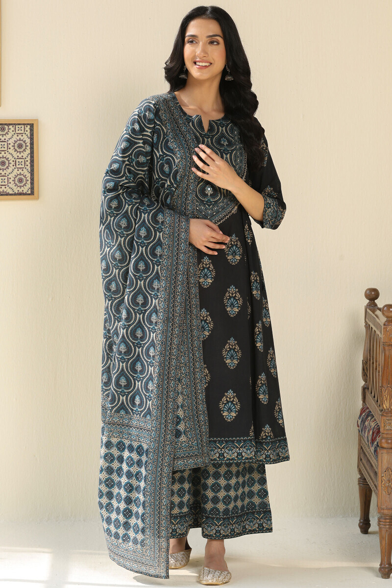 Black Printed Kota Dupatta