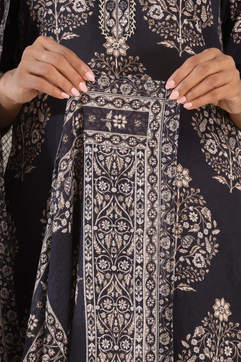 Black Printed Kota Dupatta