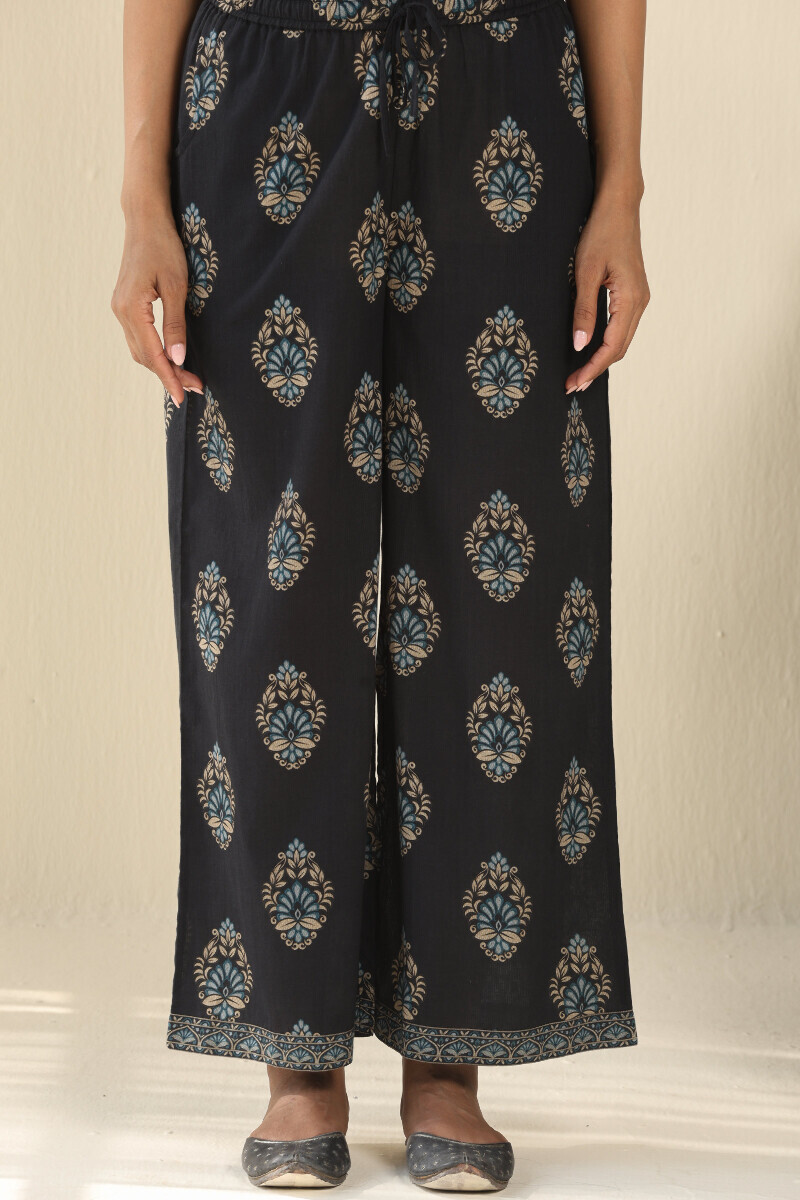 Black Printed Cotton Dobby Farsi