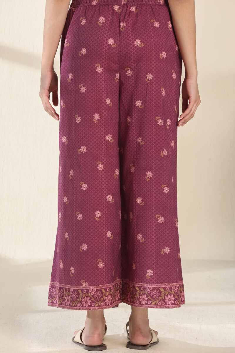 Purple Printed Cotton Palazzo