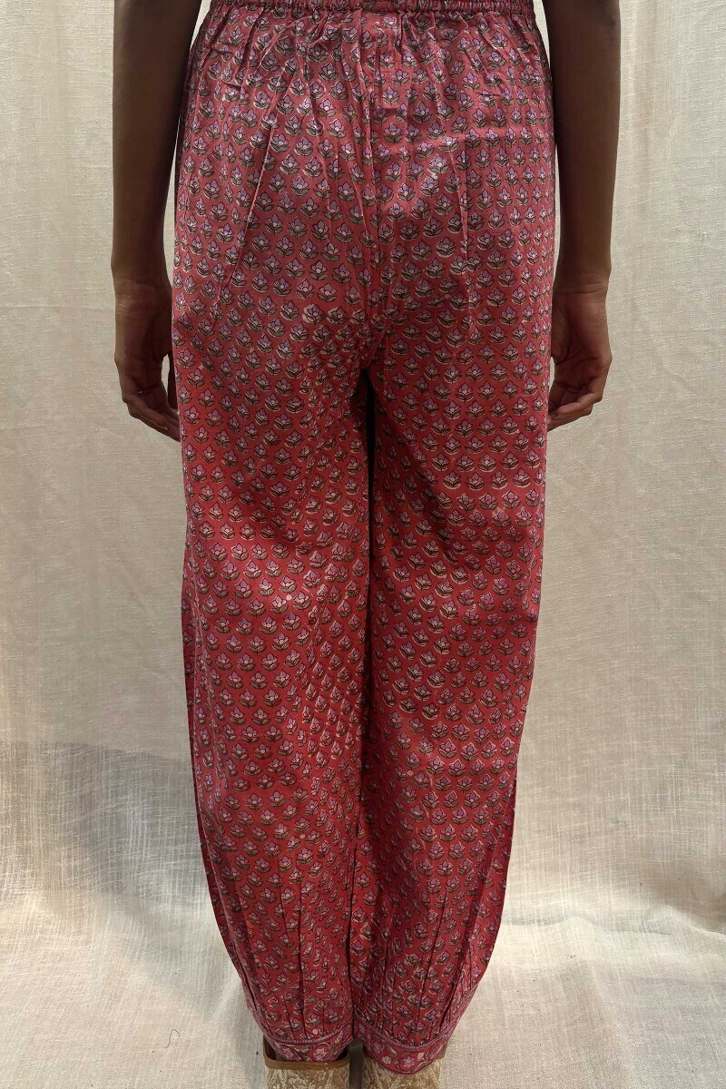 Pink Hand Block-Printed Izhaar Pants