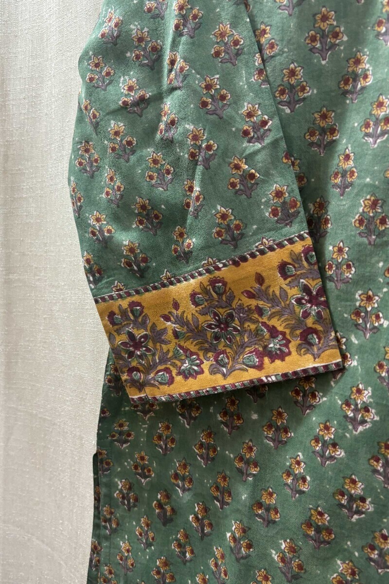 Green Hand Block-Printed