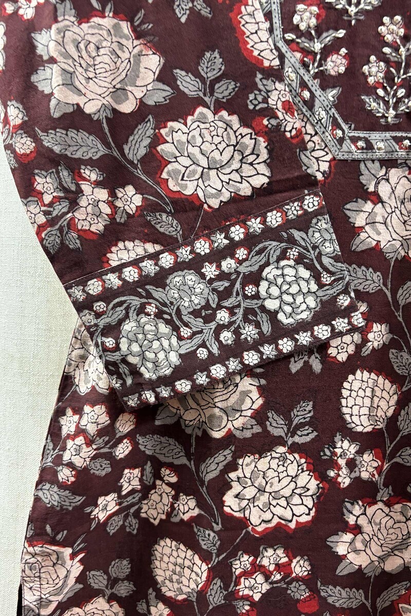 Bagru Hand Block-Printed Straight Cotton Kurta