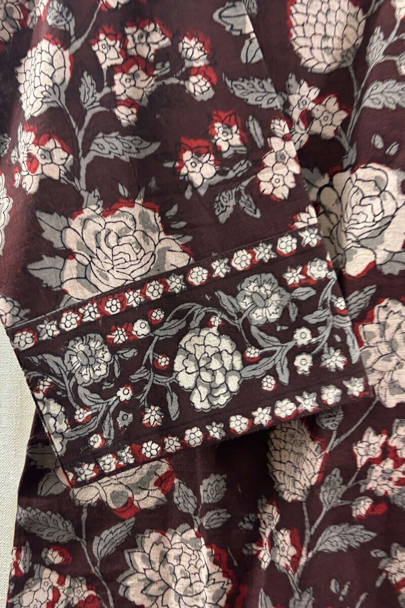 Brown Hand Block-Printed Kurta