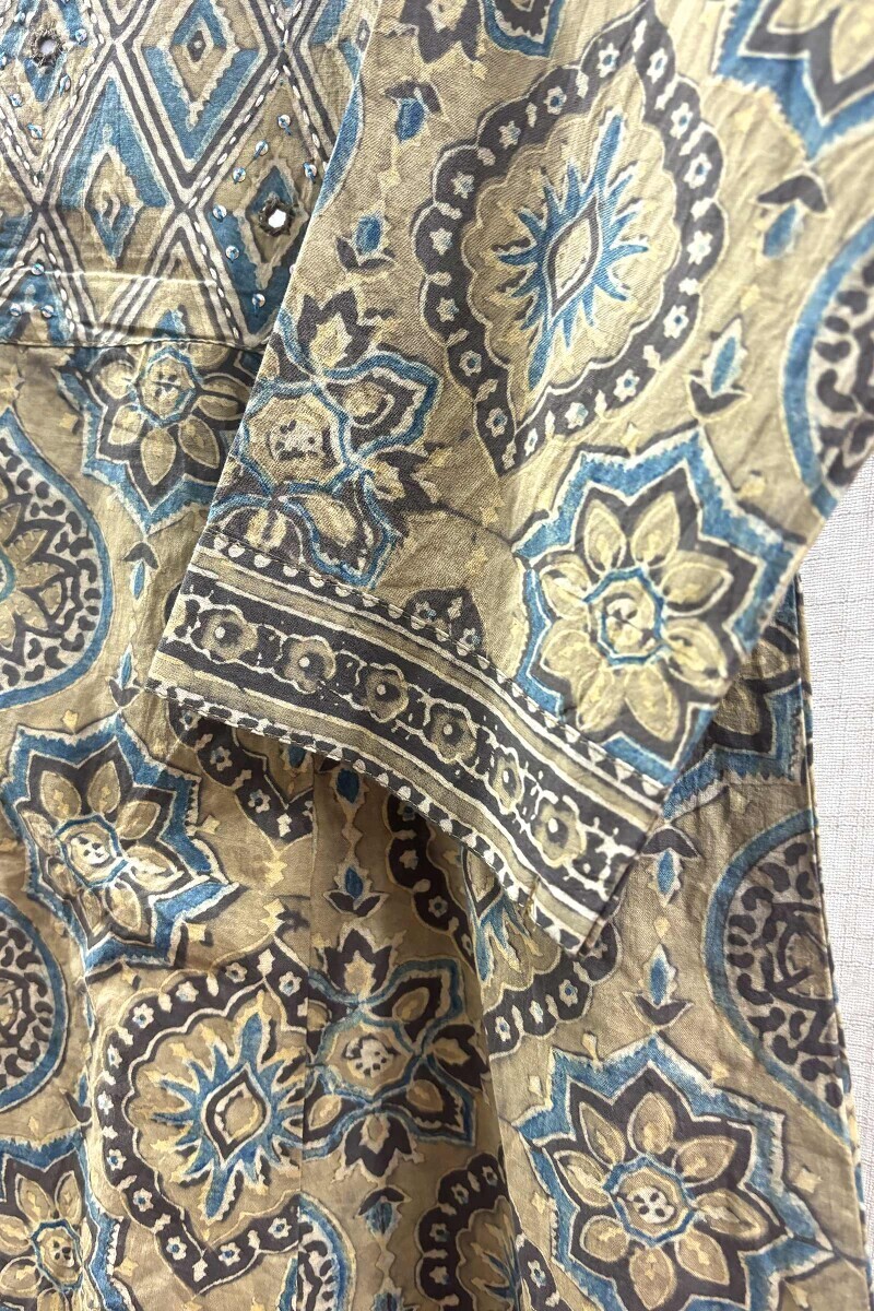 Green Hand Block-Printed Kurta