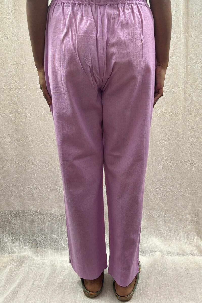 Lavender Handcrafted Cotton Flax Narrow Pants