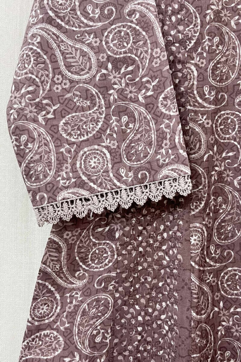 Brown Hand Printed A-Line Cotton Kurta