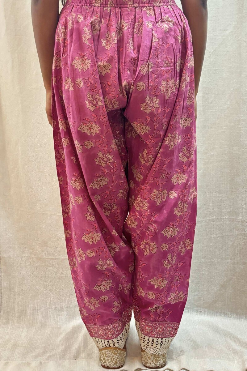 Purple Hand Block-Printed Cotton Salwar