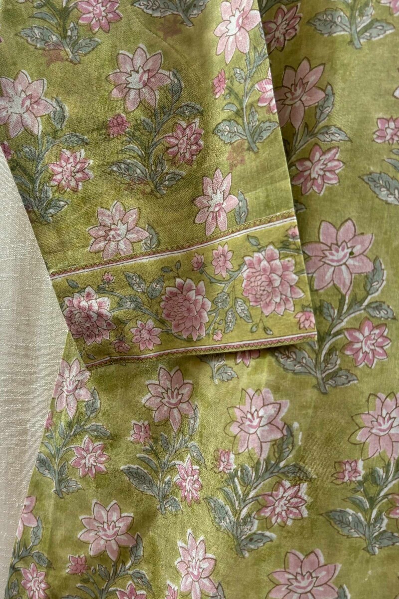 Green Hand Block-Printed