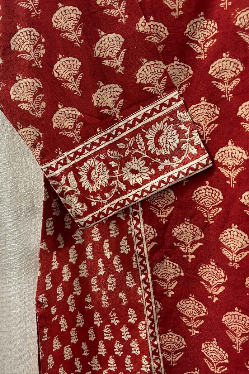 Red Hand Block-Printed Top