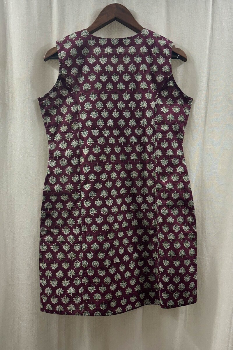 Maroon Hand Block-Printed Kurta