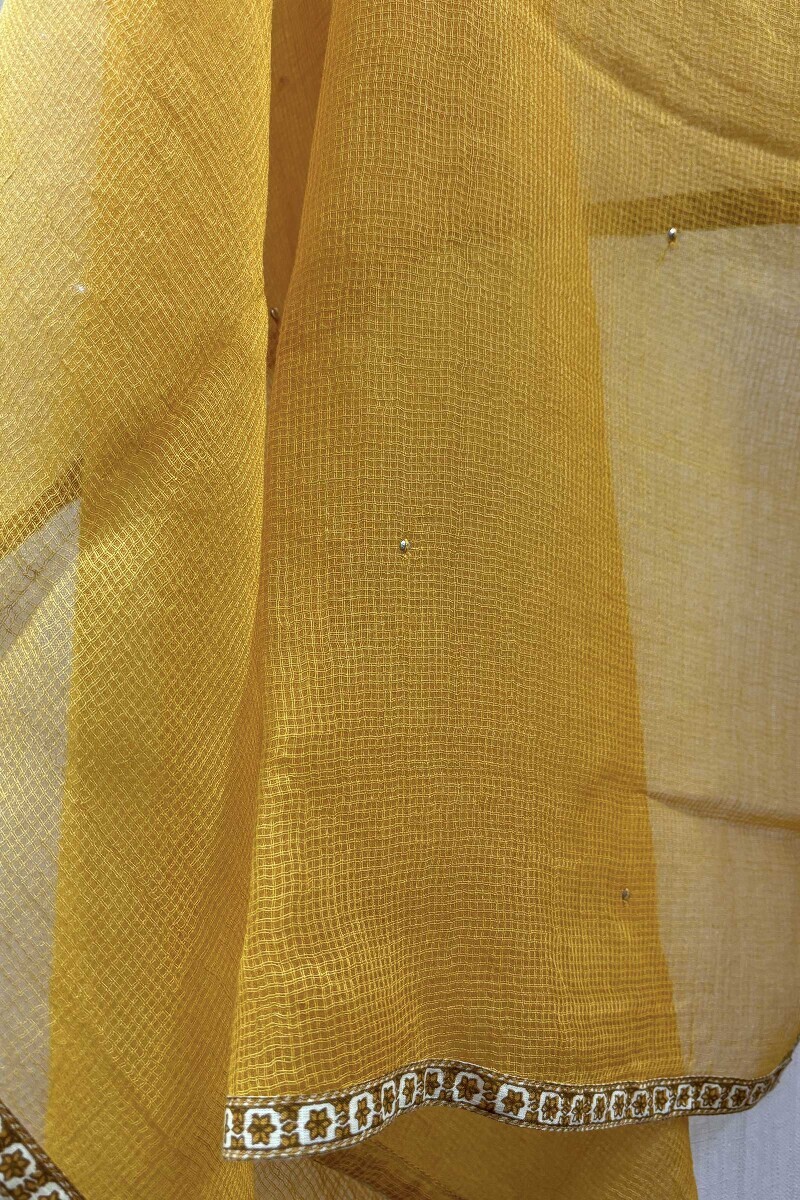 Mustard Handcrafted Kota Dupatta