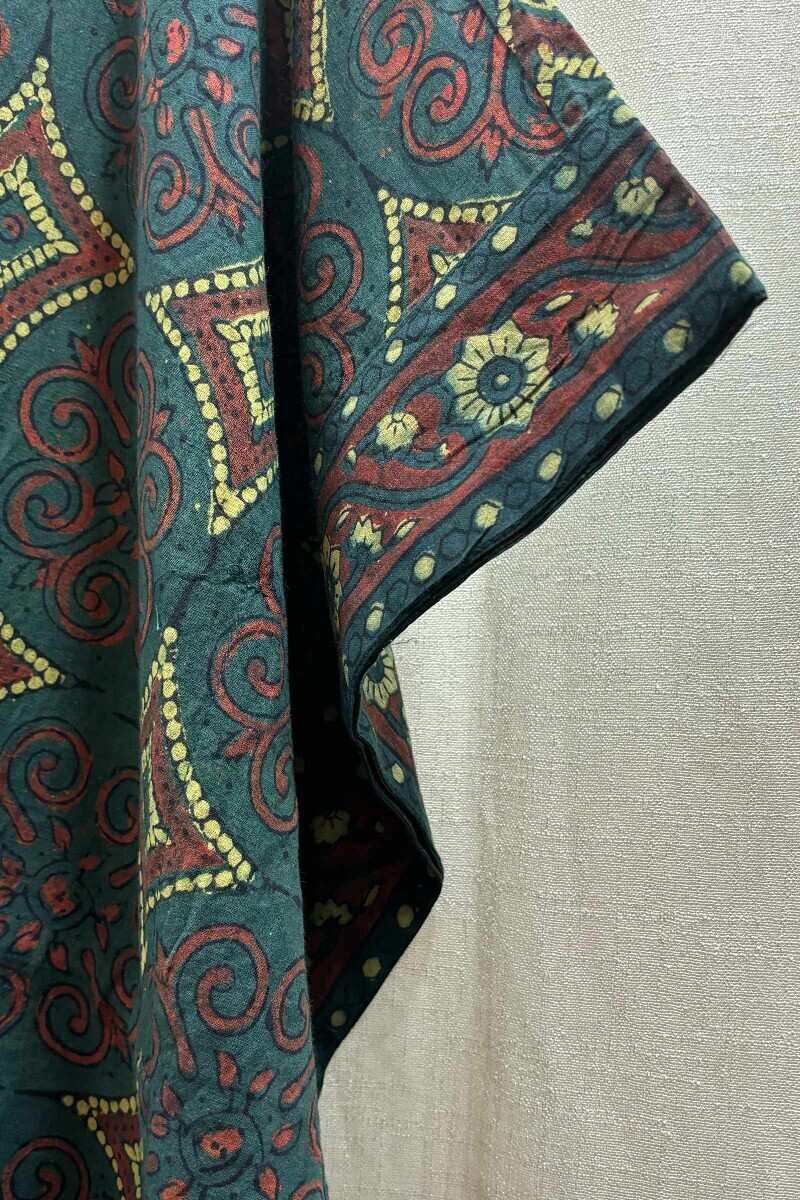 Green Hand Block-Printed Kaftan