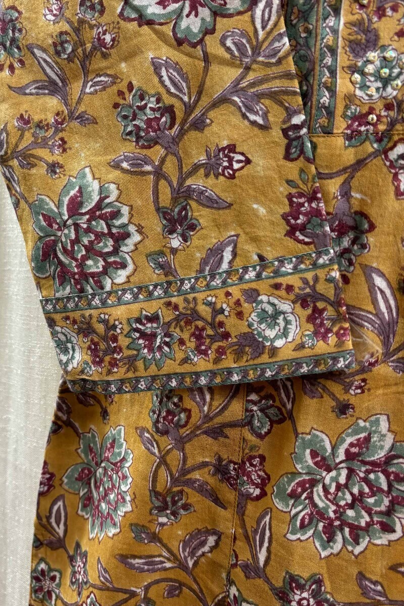 Mustard Hand Block-Printed