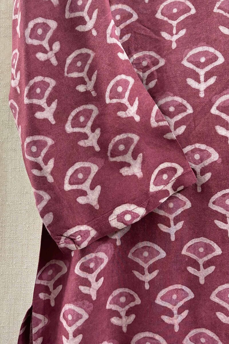 Pink Hand Block-Printed Viscose Top