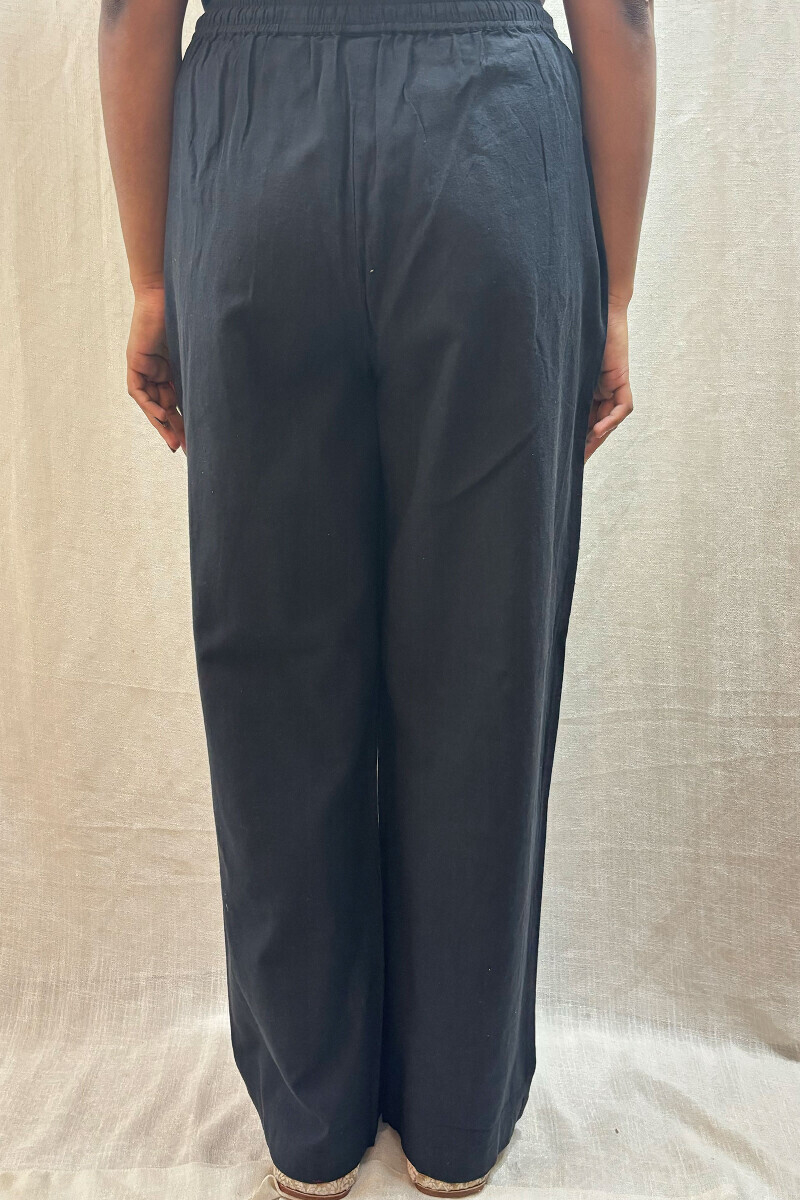 Black Handcrafted Cotton Flax Straight Farsi