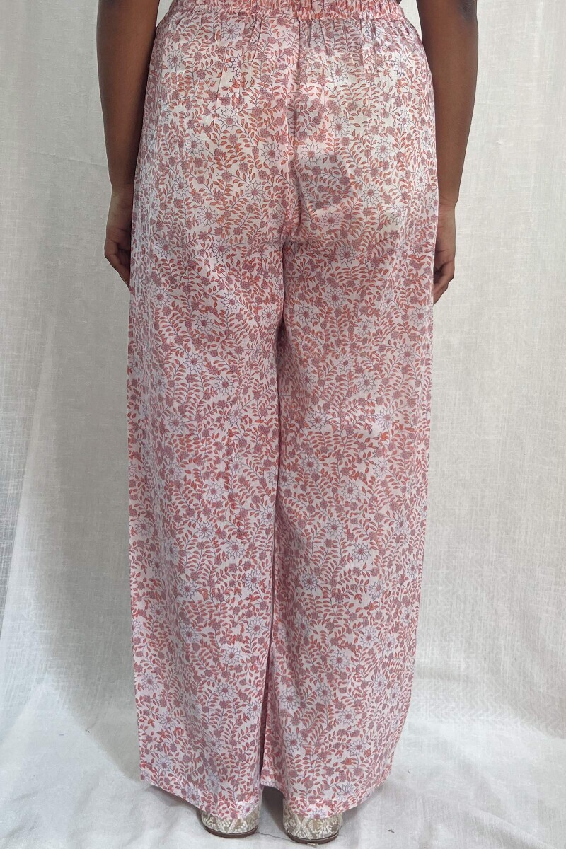 Off-White Hand Block-Printed Cotton Mul Straight Farsi