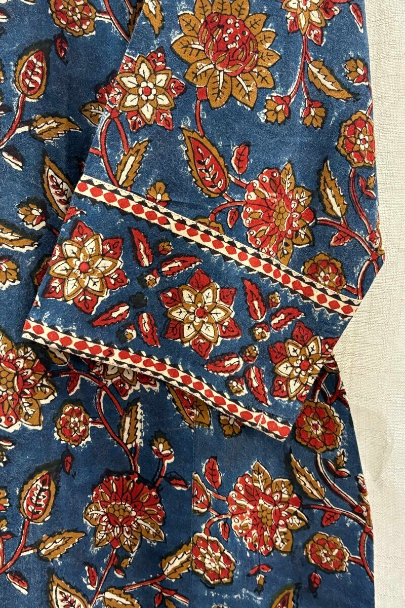 Blue Hand Block-Printed Straight Kurta