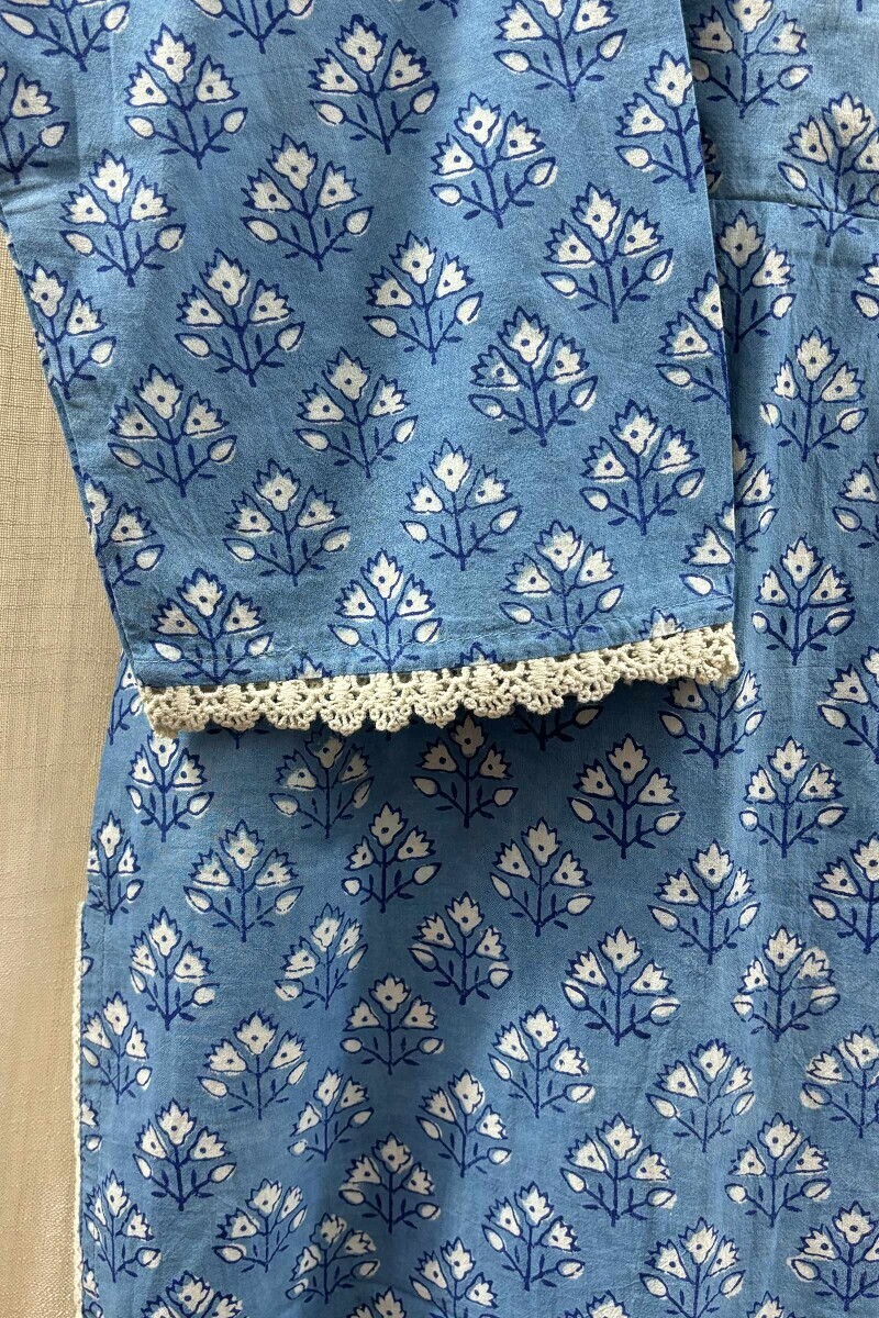 Blue Hand Block-Printed Kurta