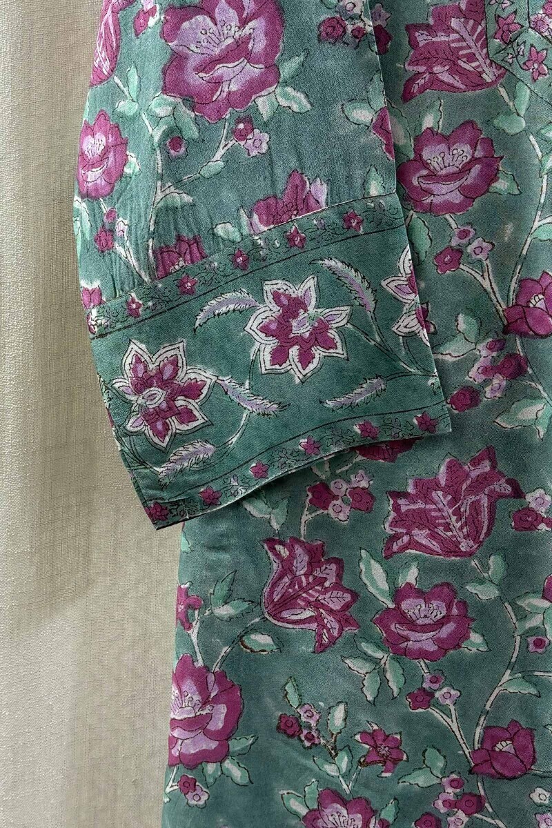 Green Hand Block-Printed Top