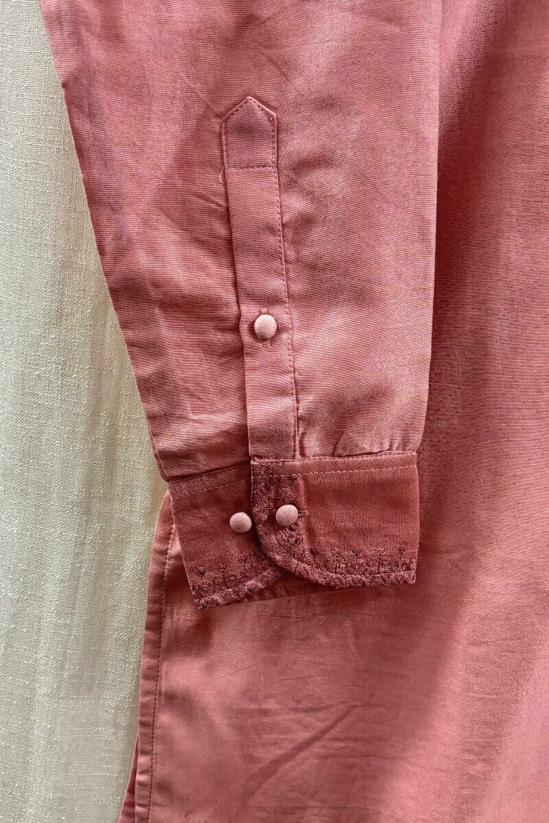Pink Handcrafted Chanderi Kurta