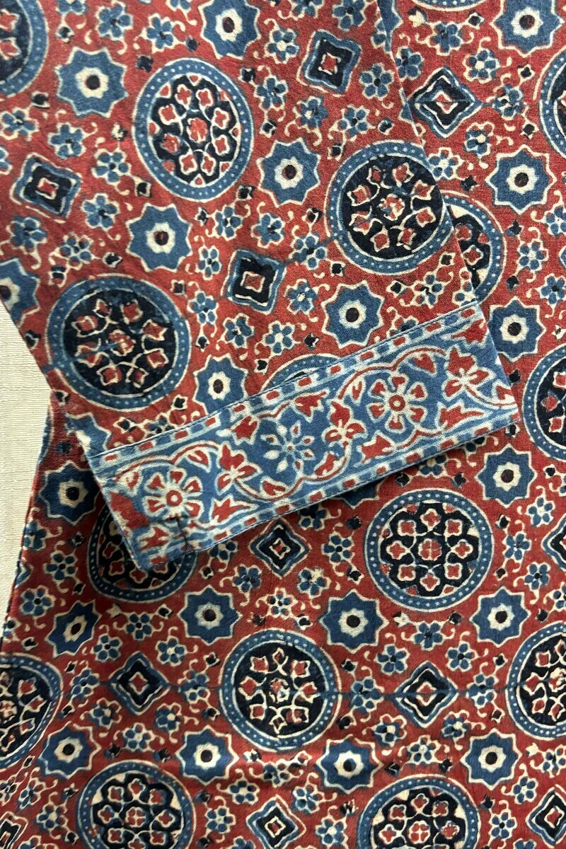 Ajrak Hand Block-Printed Straight Cotton Kurta