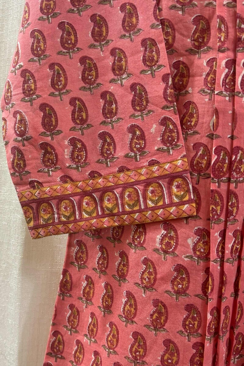 Pink Hand Block-Printed Cotton Top