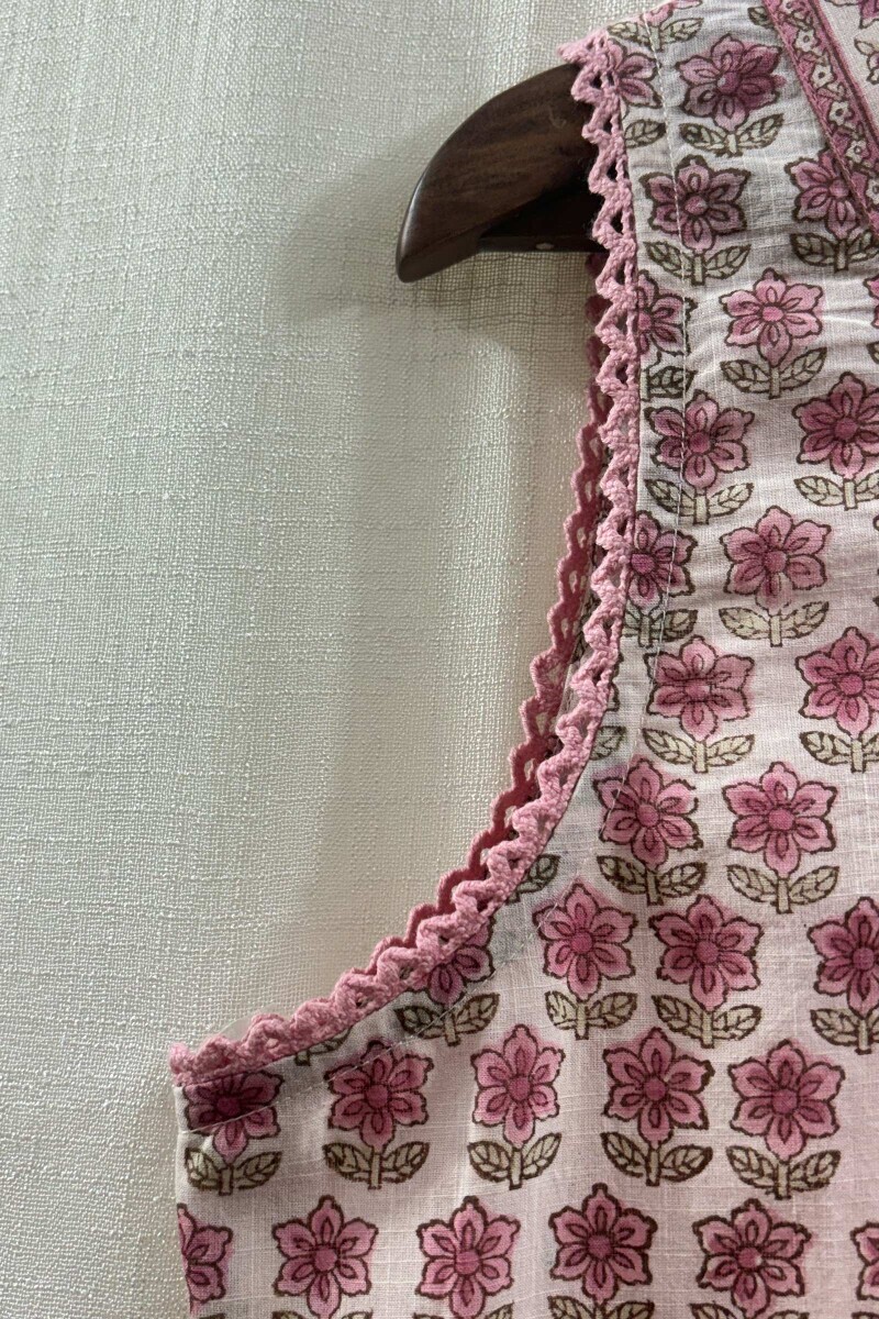 Off-White Hand Block-Printed Straight Cotton Slub Kurta