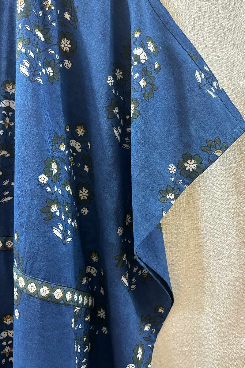 Blue Hand Block-Printed Kaftan