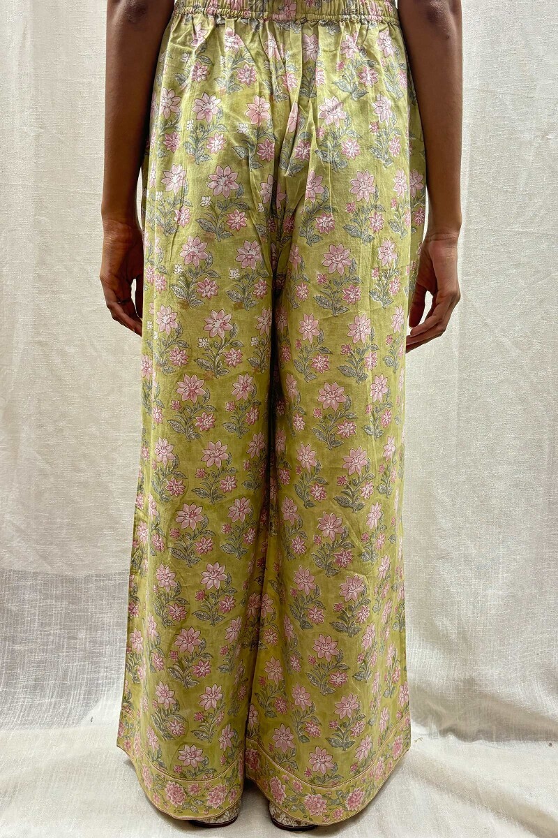 Green Hand Block-Printed Cotton Farsi