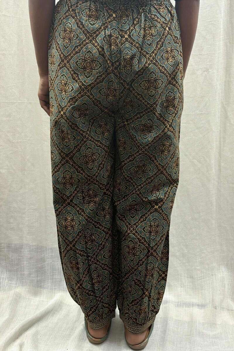Brown Hand Block-Printed Izhaar Pants