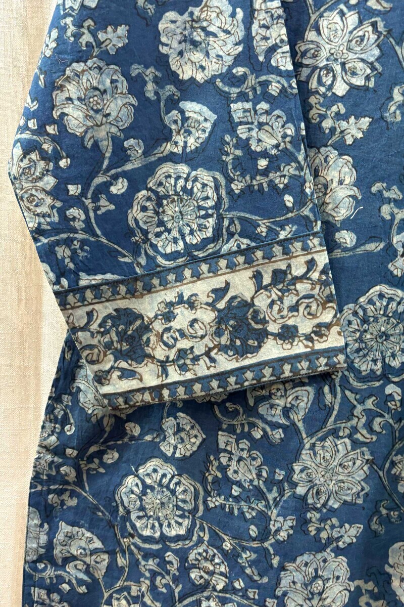 Blue Hand Block-Printed Kurta for Women
