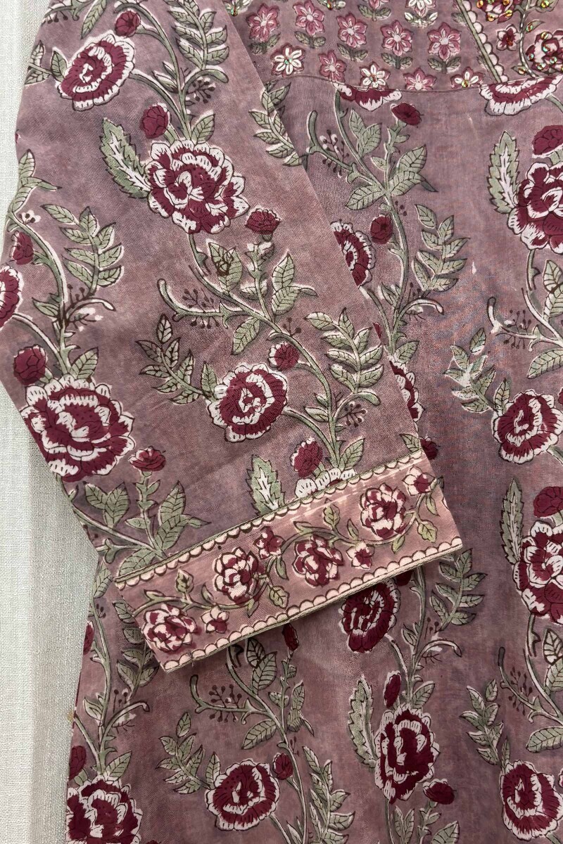 Mauve Hand Block-Printed Top