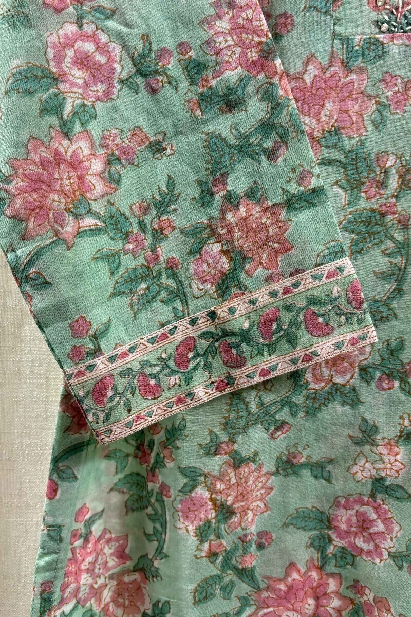 Green Hand Block-Printed Top