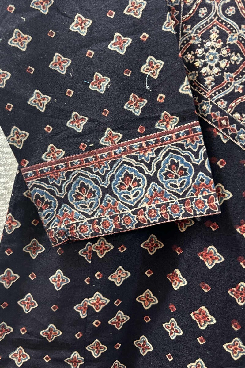 Ajrak Hand Block-Printed Straight Cotton Kurta
