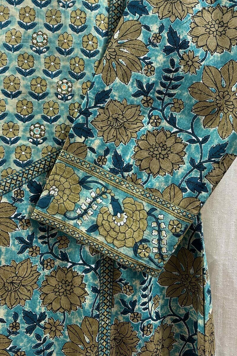 Blue Hand Printed Kurta