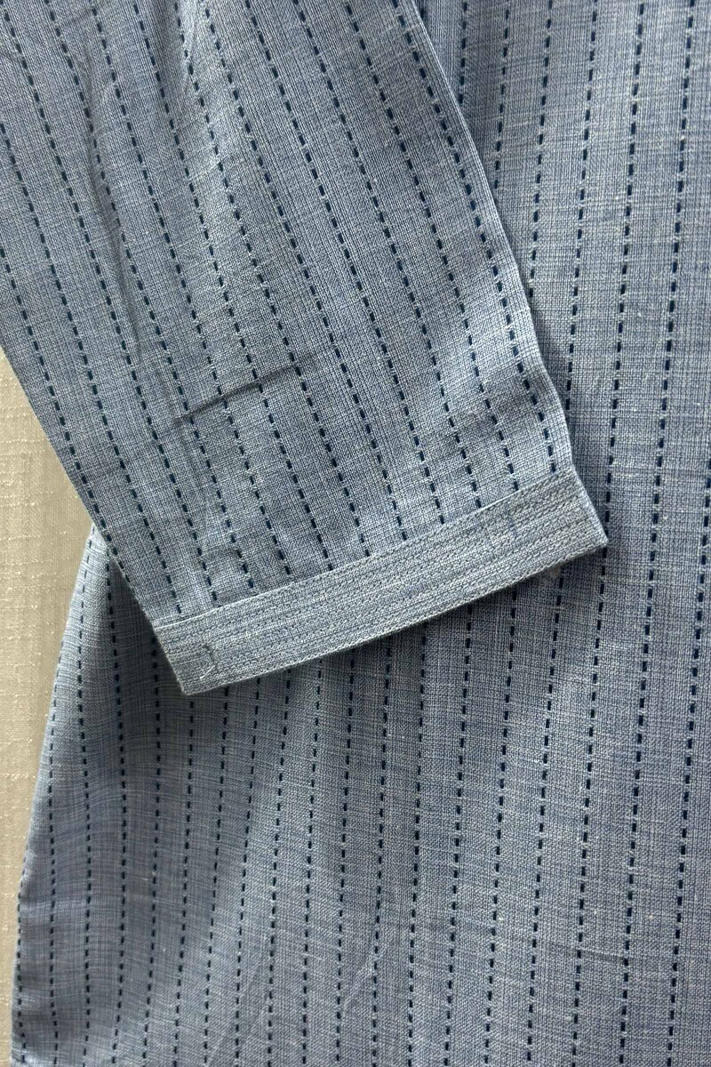Blue Handcrafted Straight Handloom Cotton Kurta