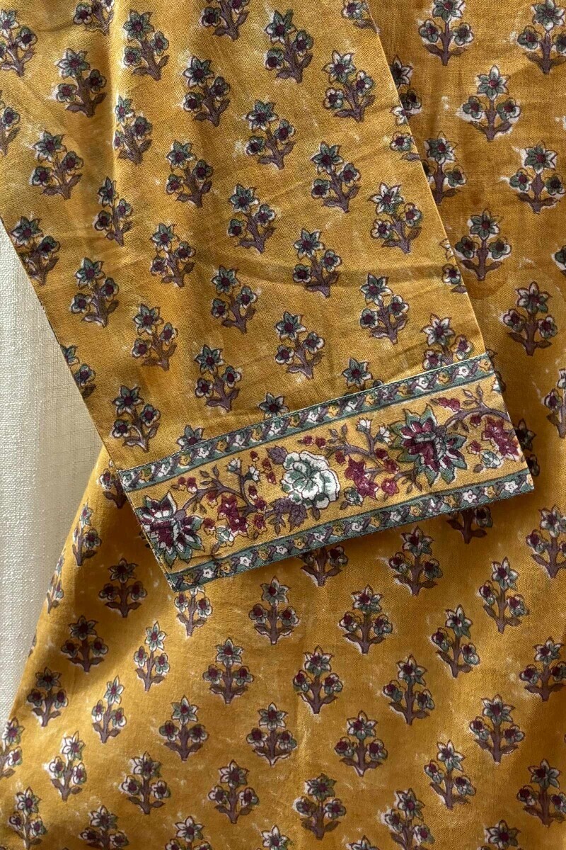 Mustard Hand Block-Printed Kurta